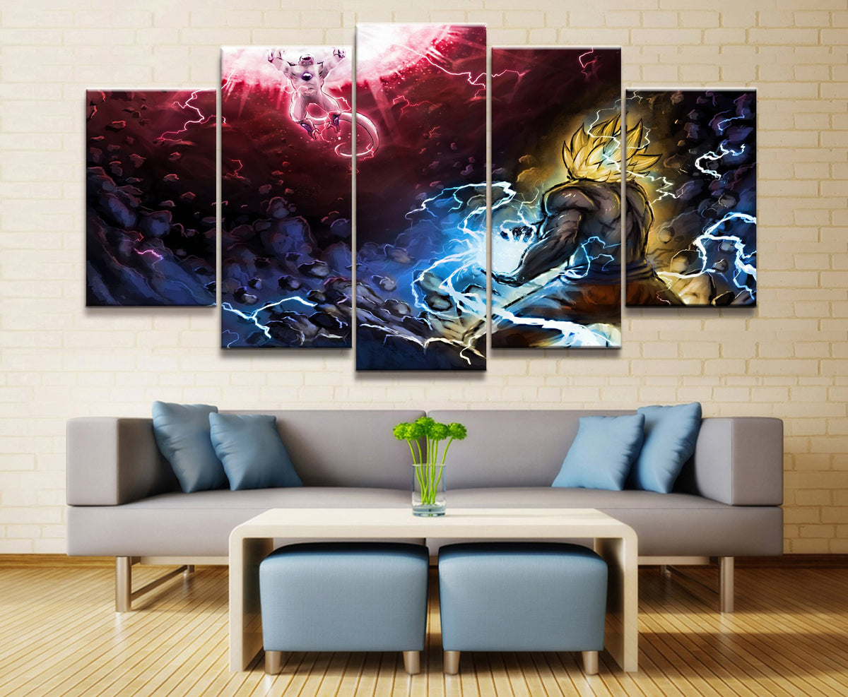 Dragon Ball - 5 Pieces Wall Art - Goku Vs Frieza - Super Saiyan - Dragon Ball Poster - Dragon Ball Canvas