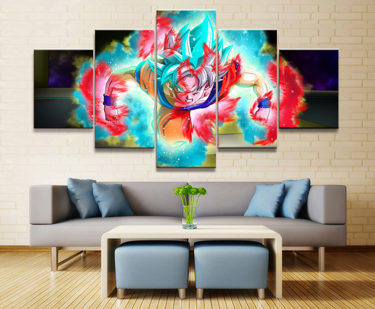 Dragon Ball - 5 Pieces Wall Art - Goku - Super Saiyan Blue - Dragon Ball Poster - Dragon Ball Canvas