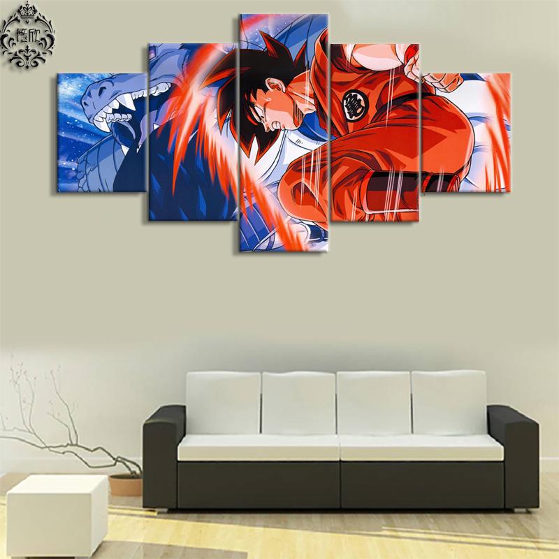 Dragon Ball - 5 Pieces Wall Art - Shenlong - Goku - Super Saiyan God - Dragon Ball Poster - Dragon Ball Canvas