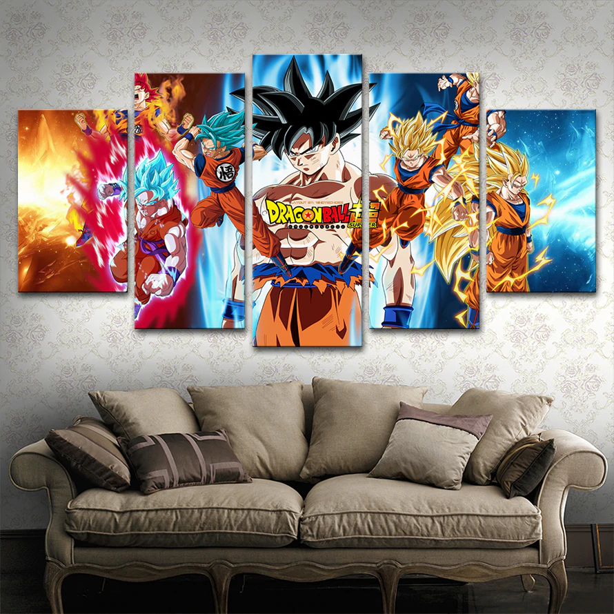 Dragon Ball - 5 Pieces Wall Art - Goku - Super Saiyan Blue - Mastered Ultra Instinct - Dragon Ball Poster - Dragon Ball Canvas