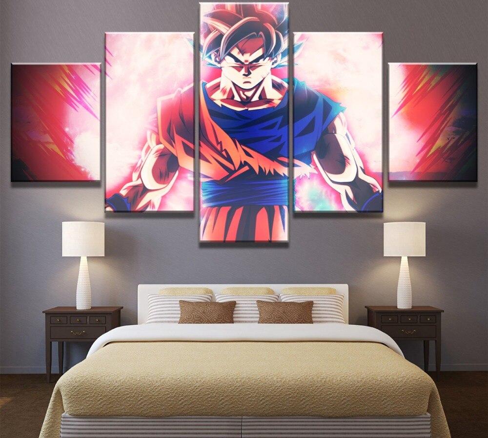 Dragon Ball - 5 Pieces Wall Art - Goku - Super Saiyan God - Dragon Ball Poster - Dragon Ball Canvas