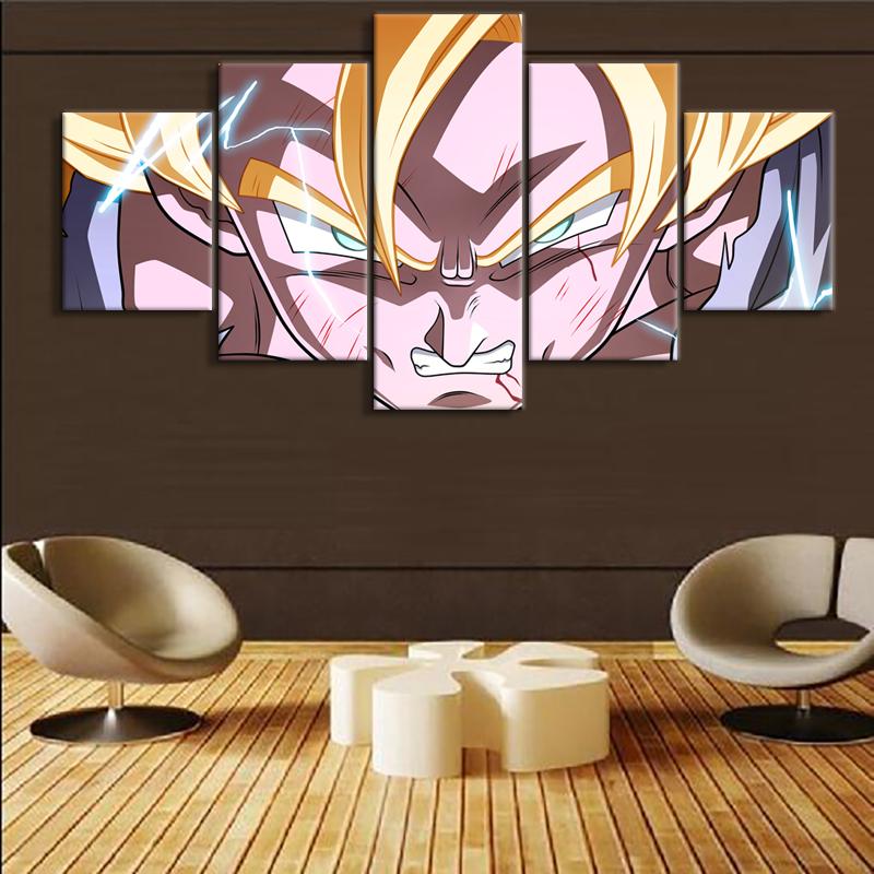 Dragon Ball - 5 Pieces Wall Art - Goku - Super Saiyan - Dragon Ball Poster - Dragon Ball Canvas