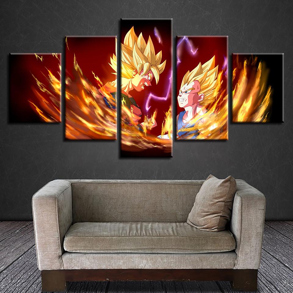 Dragon Ball - 5 Pieces Wall Art - Goku - Vegeta - Super Saiyan - Dragon Ball Poster - Dragon Ball Canvas