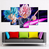 Dragon Ball - 5 Pieces Wall Art - Goku - Super Saiyan Blue - Black Goku - Super Saiyan Rose - Dragon Ball Poster - Dragon Ball Canvas