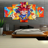 Dragon Ball - 5 Pieces Wall Art - Goku - Super Saiyan God - Dragon Ball Poster - Dragon Ball Canvas