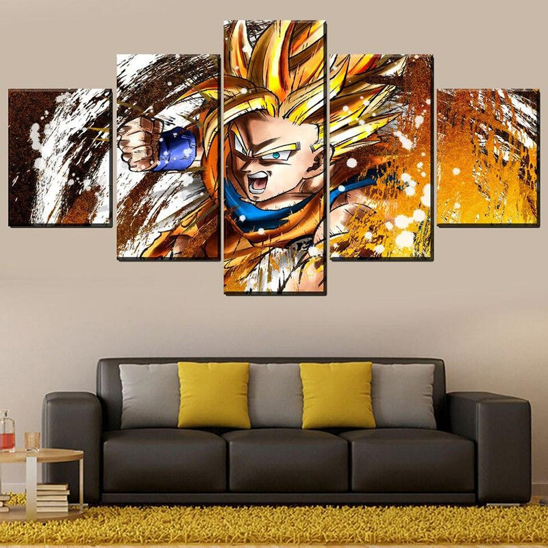 Dragon Ball - 5 Pieces Wall Art - Goku - Super Saiyan - Dragon Ball Po