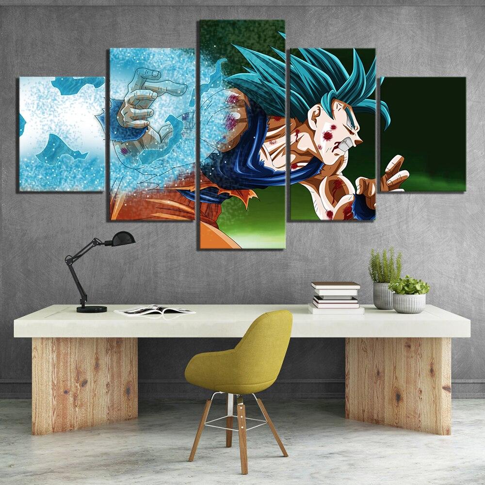 Dragon Ball - 5 Pieces Wall Art - Goku - Super Saiyan Blue - Dragon Ball Poster - Dragon Ball Canvas