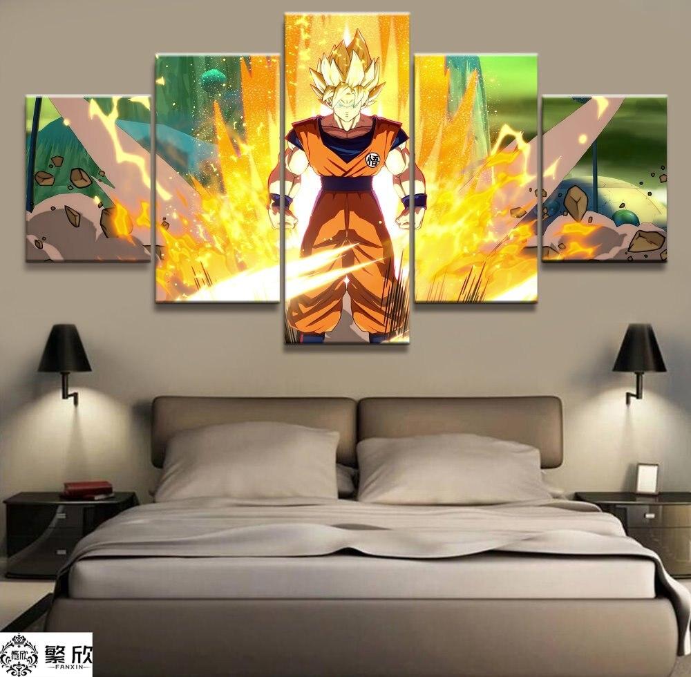 Dragon Ball - 5 Pieces Wall Art - Goku - Super Saiyan - Dragon Ball Poster - Dragon Ball Canvas