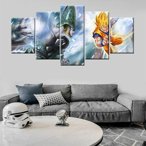 Dragon Ball - 5 Pieces Wall Art - Goku Vs Cell - Super Saiyan - Dragon Ball Poster - Dragon Ball Canvas