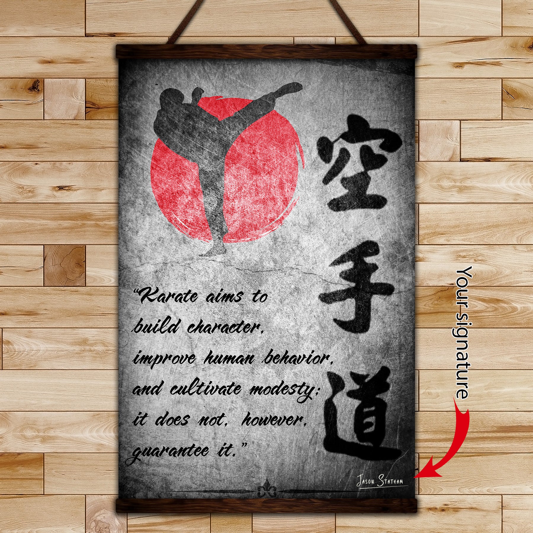 KA020 - Karate Aims To Build Character, Improve Human Behavior, And Cultivate Modesty; It Does Not, However, Guarantee It - Yasuhiro Konishi - Vertical Poster - Vertical Canvas - Karate Poster