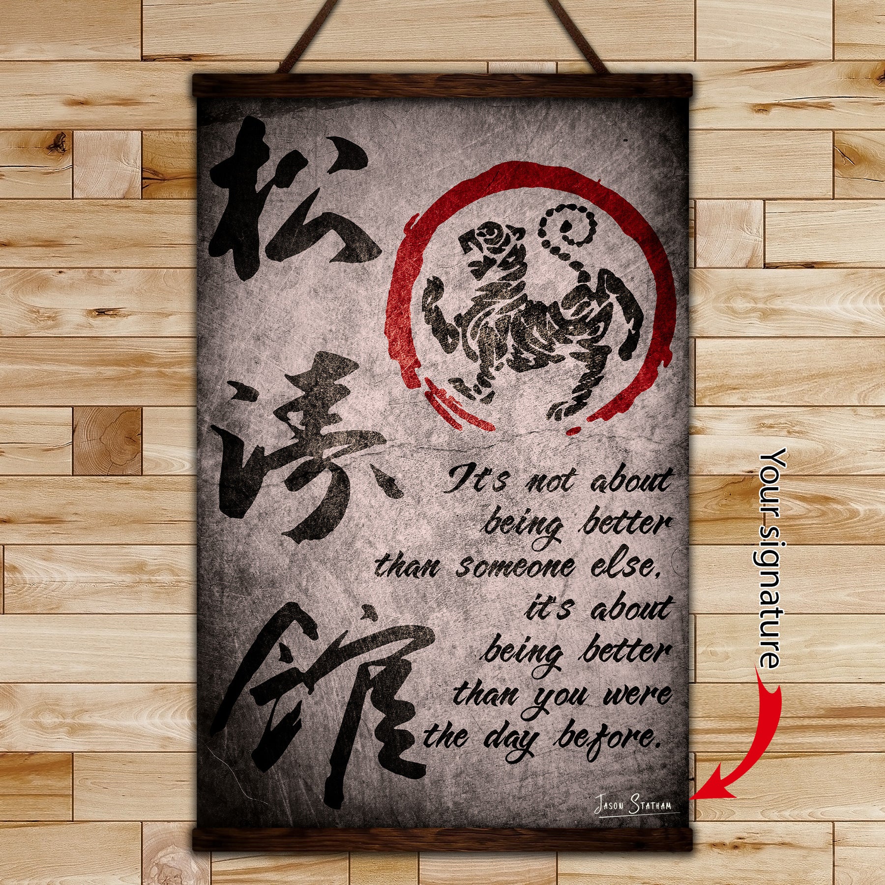 KA029 - It's About Being Better Than You Were The Day Before - Shotokan Karate Kanji  - Vertical Poster - Vertical Canvas - Karate Poster