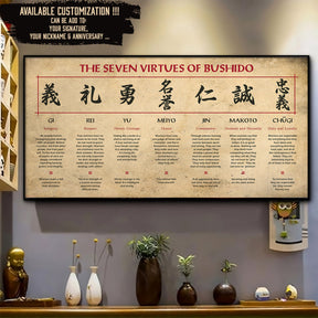 SA097 - The Seven Virtues Of Bushido - English - Horizontal Poster - Horizontal Canvas - Samurai Poster
