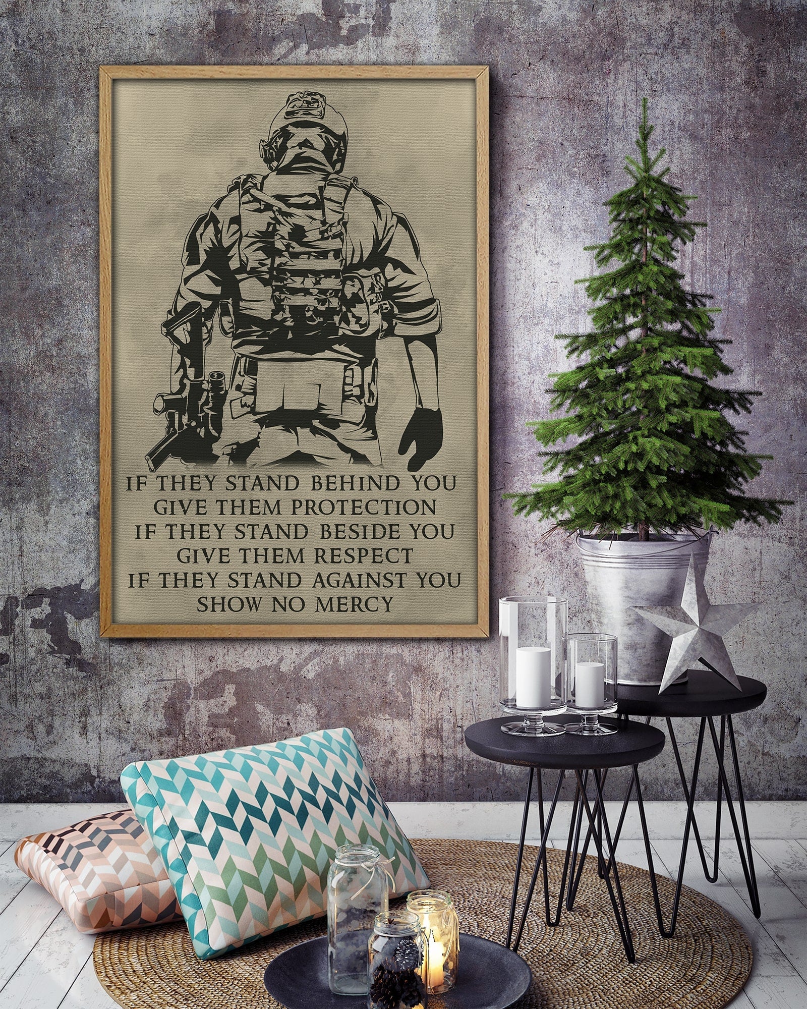 SD018 + SD032 - If - Show No Mercy - Quitting Is Not - Home Decoration - Vertical Poster - Vertical Canvas - Soldier Poster