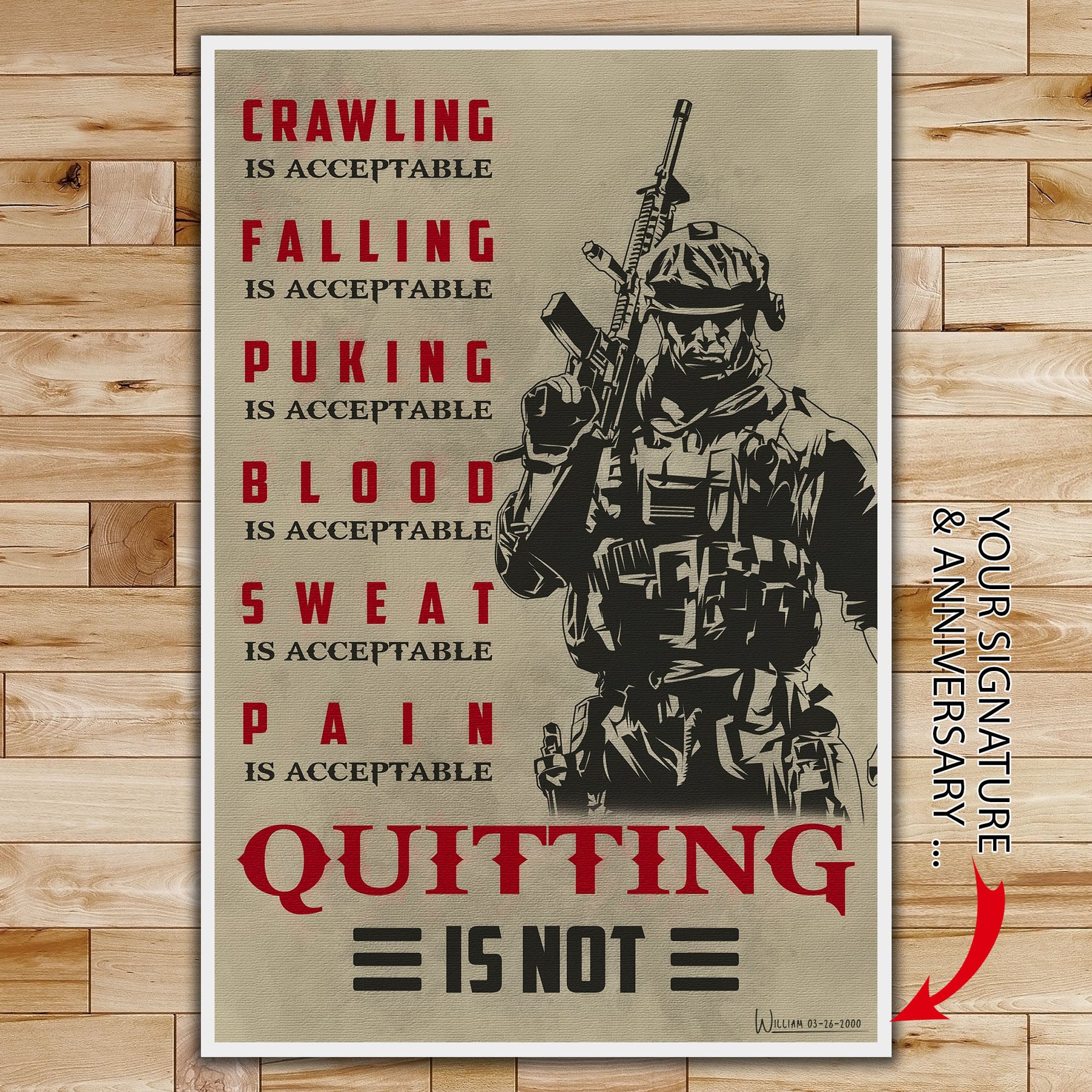SD019 + SD032 - I'm Not Going To Lose - Quitting Is Not - Home Decoration - Vertical Poster - Vertical Canvas - Soldier Poster