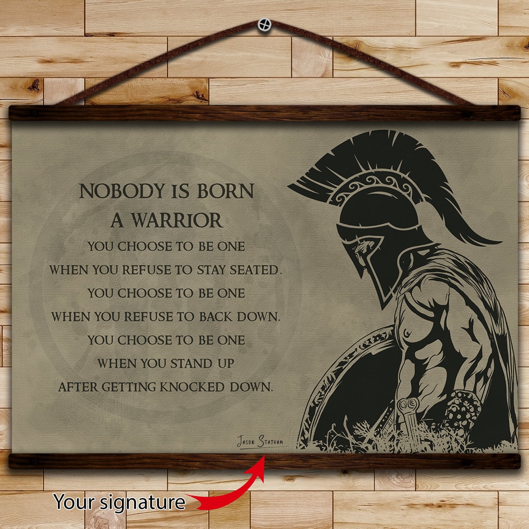 WA032 - Nobody Is Born A Warrior - Spartan - Horizontal Poster - Horizontal Canvas - Warrior Poster