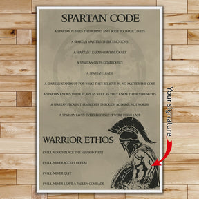 WA068 - Spartan Code - English - Spartan - Vertical Poster - Vertical Canvas - Warrior Poster